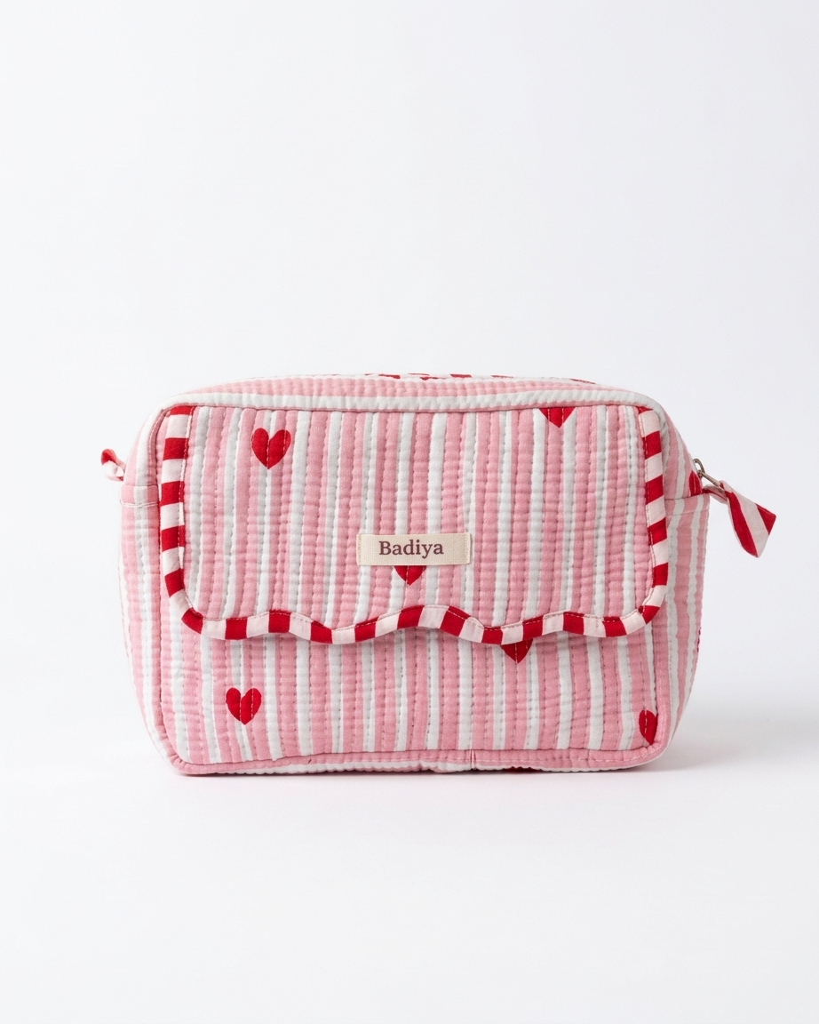 Pink Heart Makeup Bag
