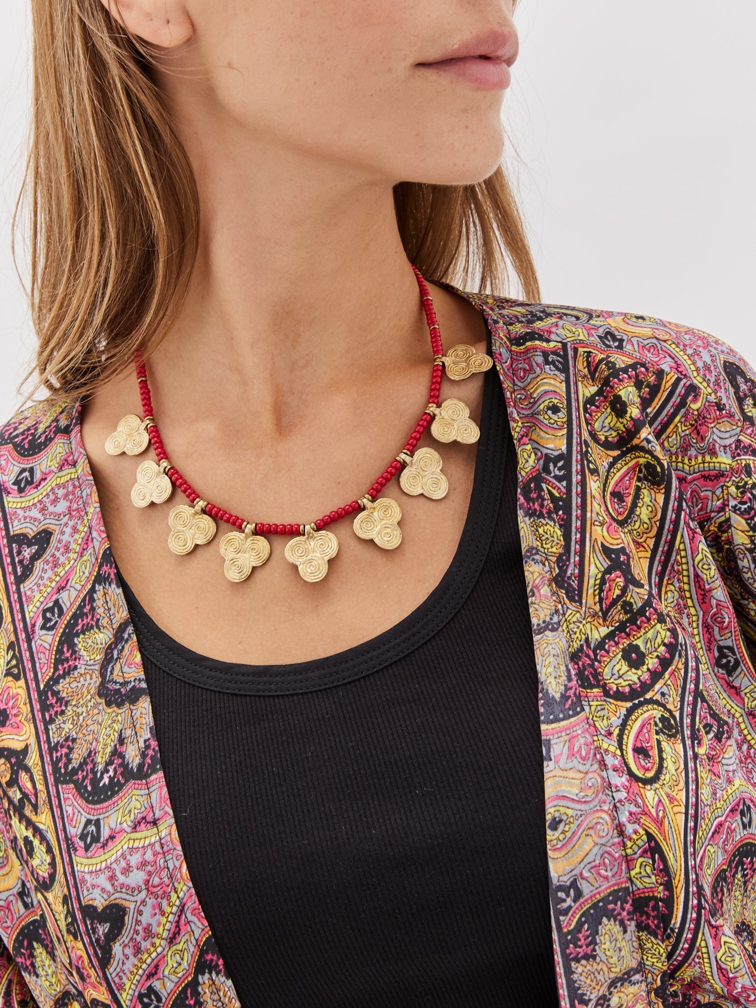 Natasha Spiral Necklace - Red