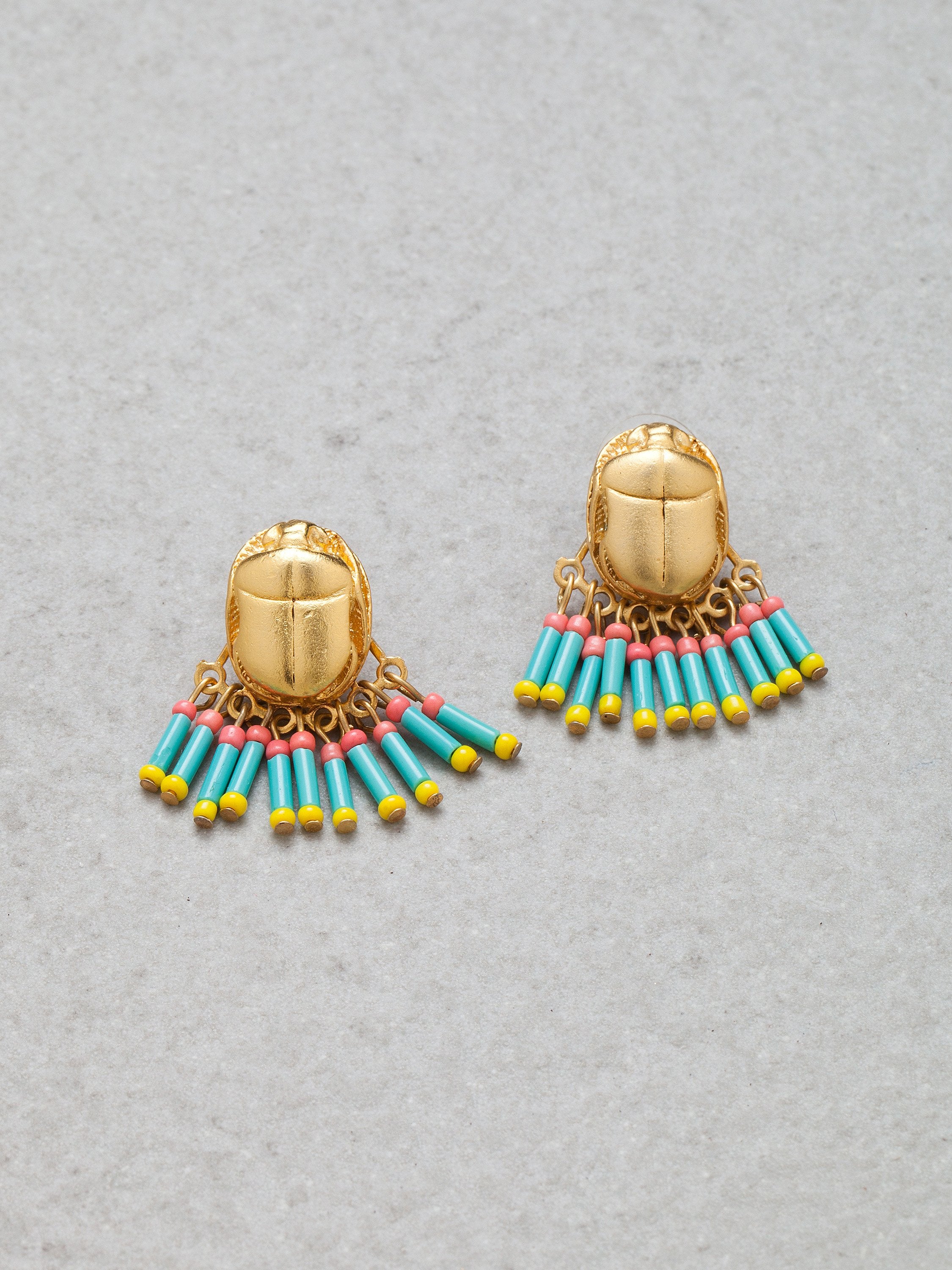 Scarab Fringe Earrings
