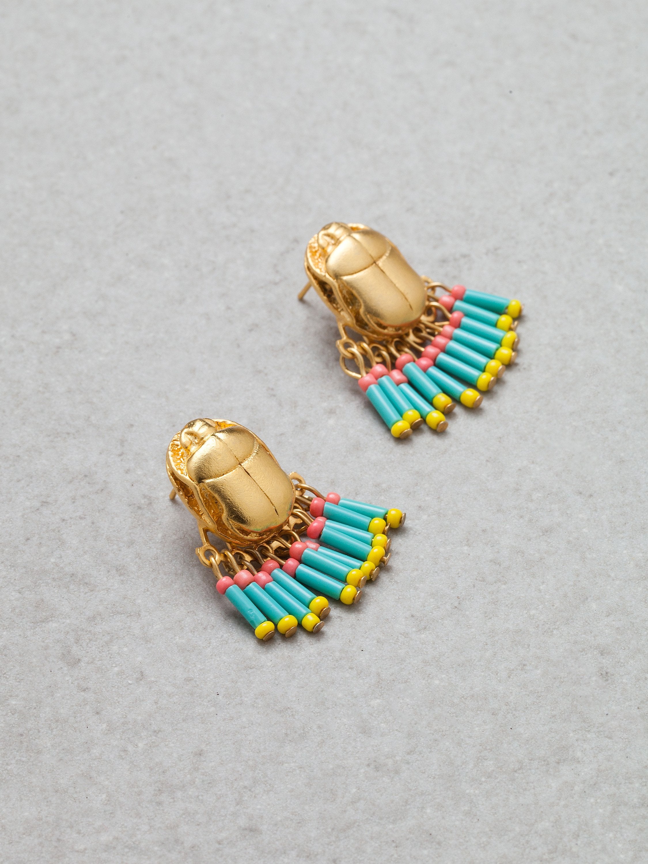 Scarab Fringe Earrings